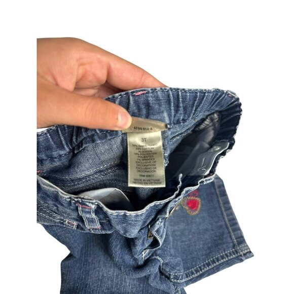 VTG Arizona Jean Co. Girls’ Denim Jean Shorts 3T Embroidered Hearts & Peace Sign - Picture 5 of 6